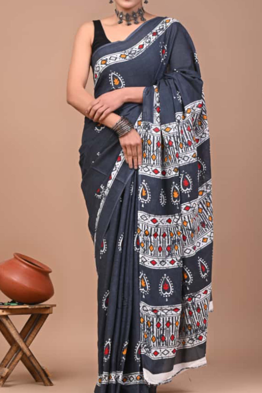 Mulmul cotton saree